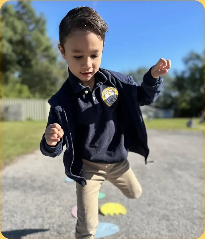 Smiling Forest City Christian Academy student on campus in Orlando
